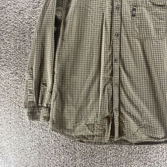 Columbia Shirt Adult Large Gren Tan Plaid Long Sleeve Button Up Hiking Mens Logo - Picture 5 of 10